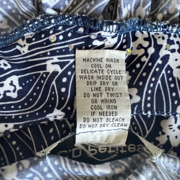 Blue and white floral print long sleeve tunic - Picture 5 of 5